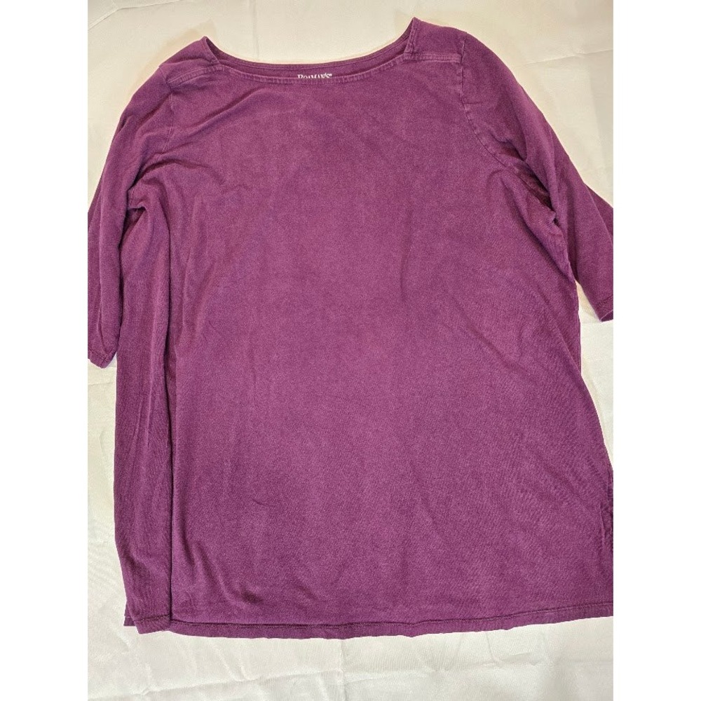 Roaman's 3/4 Sleeve Top Knit Comfort Casual Purple‎ Plus Size 3X